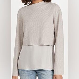 Theory Asymmetrical Cropped Sweater In Oatmeal Size M